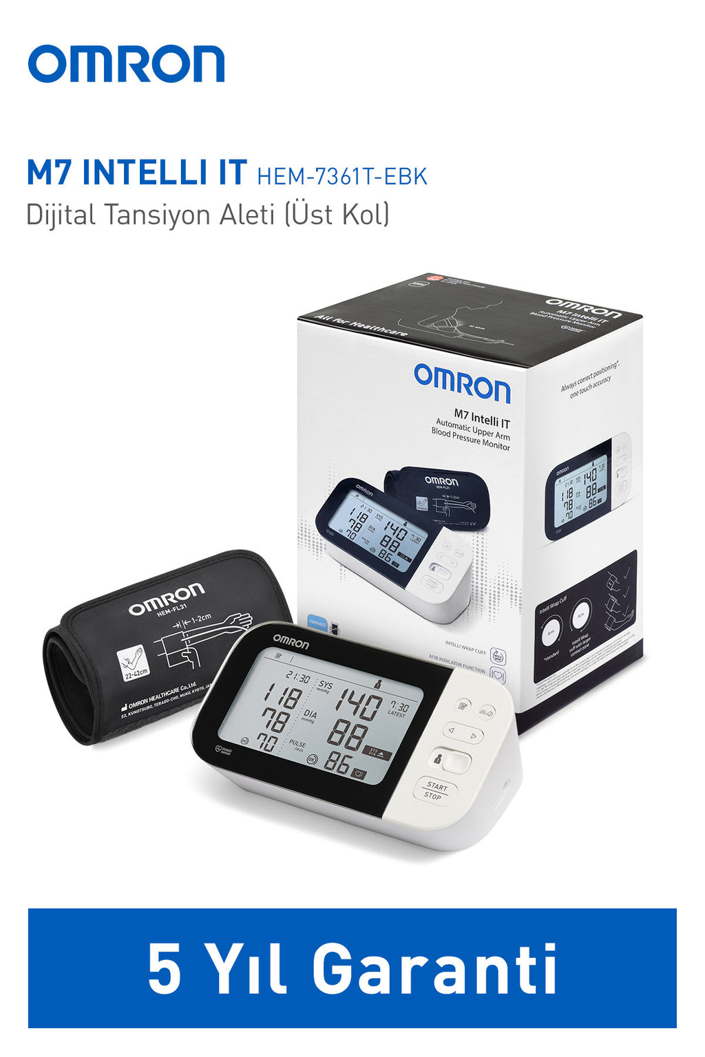 Omron M7 Intelli IT AFib Koldan Ölçer Tansiyon Aleti