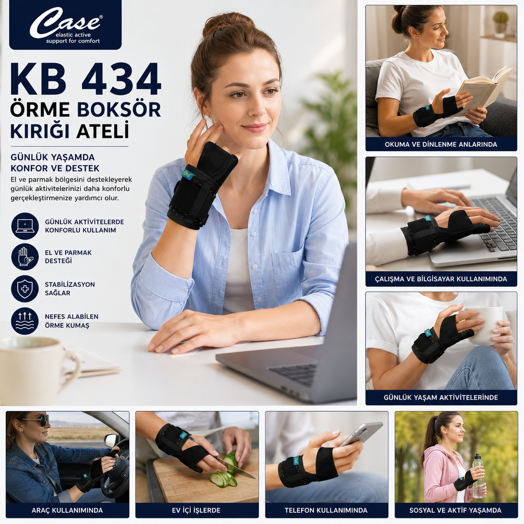 Case KB 434 Örme Boksör Kırığı Ateli – El ve Parmak Destek Ateli