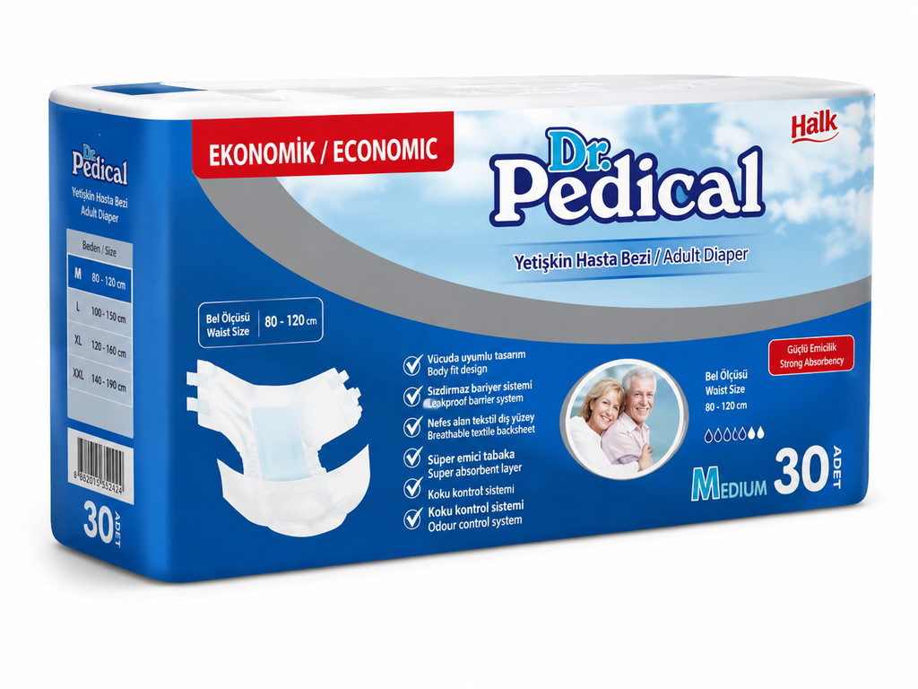 Dr Pedical Bel Bantlı Hasta Bezi Medium 30’lu – Yüksek Emici Yetişkin Hasta Bezi
